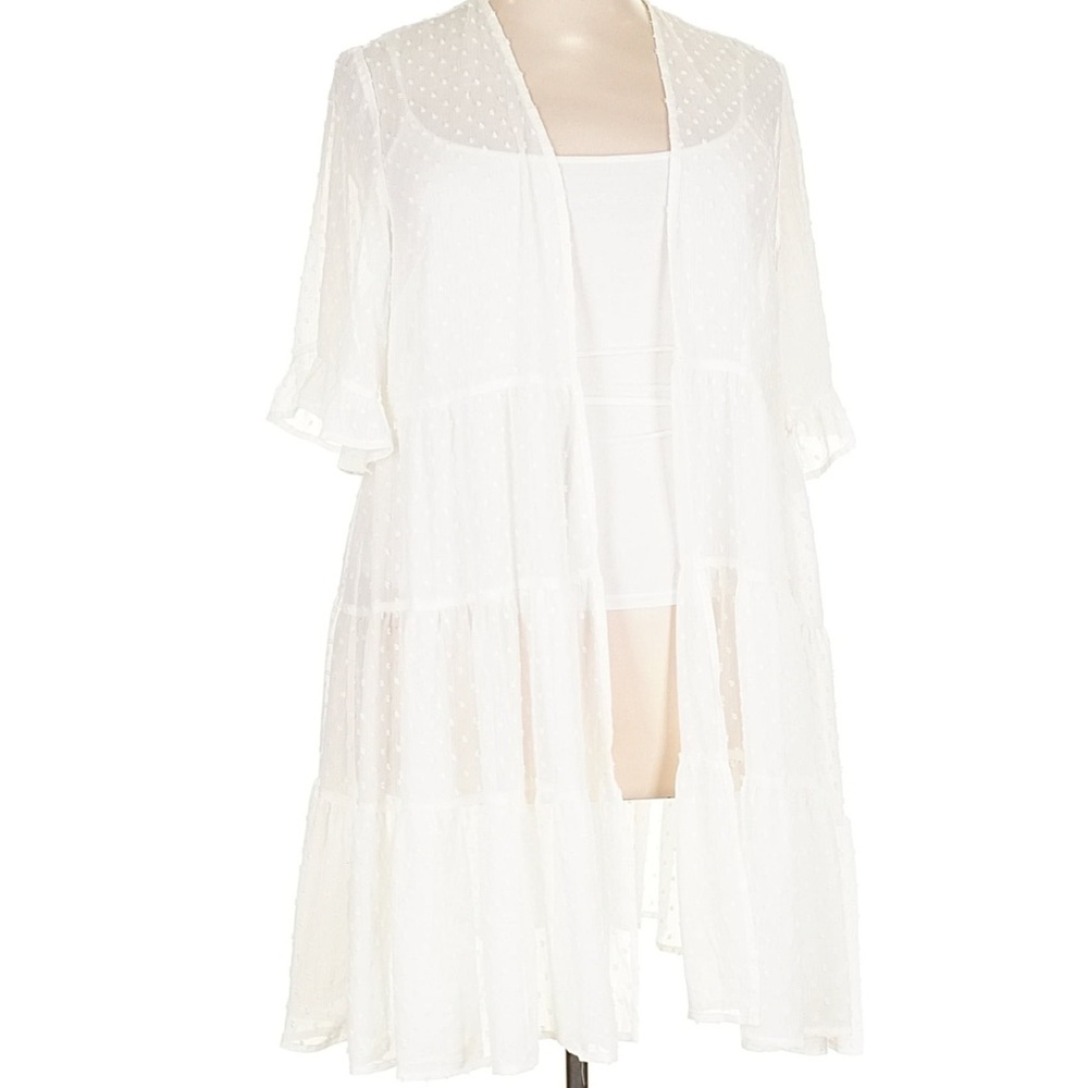 Torrid Sheer White Dotted Kimono